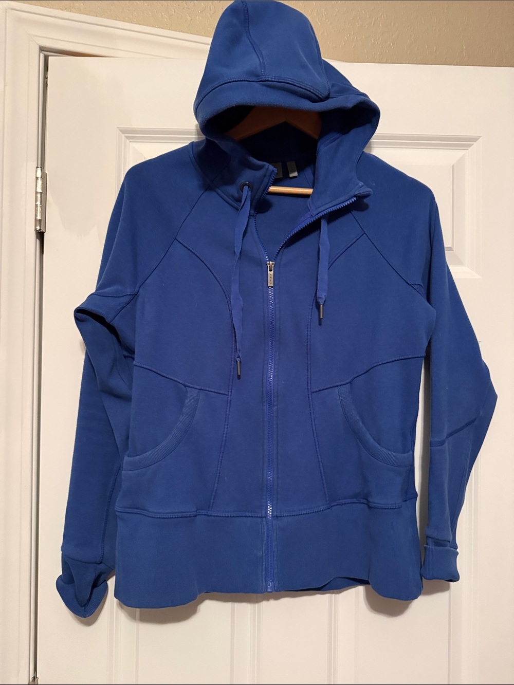 Athleta Blue Zip-Up Hooded Sweatshirt